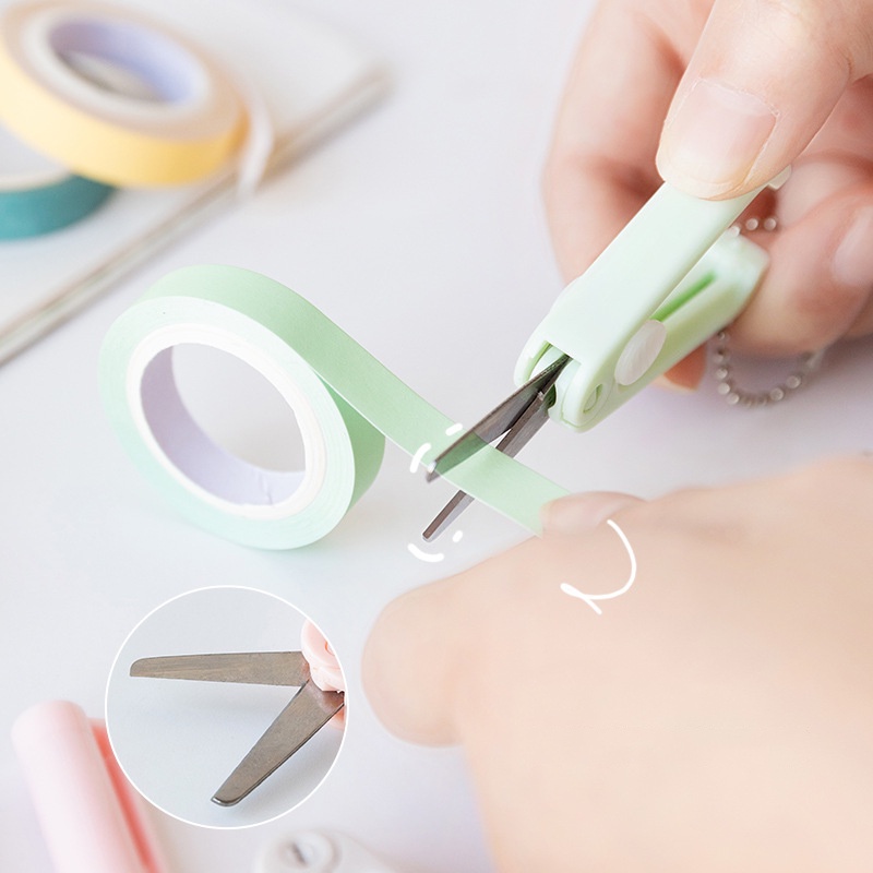 Kéo Gấp Bằng Thép Không Gỉ Kích Thước Mini Màu Sắc An Toàn Tiện Dụng C6934