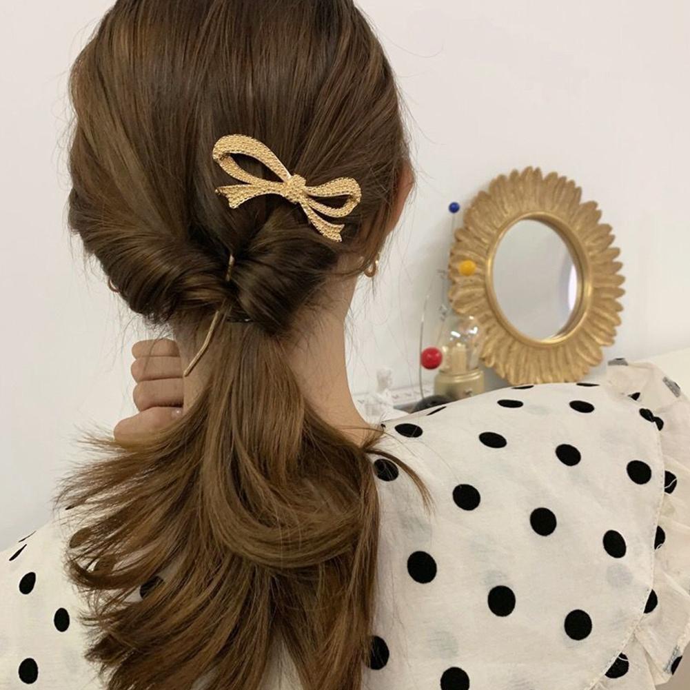 Trâm Cài Tóc Chữ U Đính Đá Hình Nơ Bằng Kim Loại Thời Trang Dành Cho Nữ S9B4