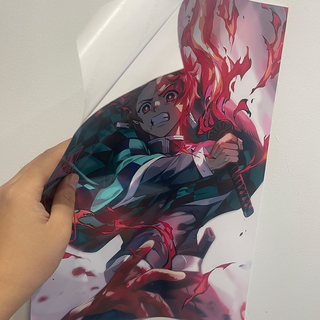 Tranh Dán Tường Áp Phích Anime Kimetsu No Yaiba Decal Poster Trang Trí Phòng Ngủ Phòng Làm Việc Khổ A3