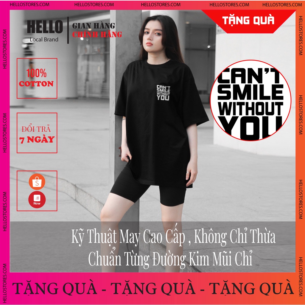 Áo Thun Nam Cổ Tròn Form Rộng Streetwear Áo Phông Unisex Cotton Oversize Hello Can't Smile_Ap33 | BigBuy360 - bigbuy360.vn