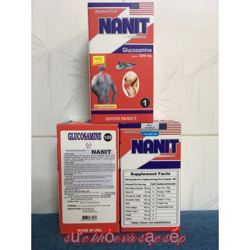 Viên glucosamin nanit 3200mg hộp 100v
