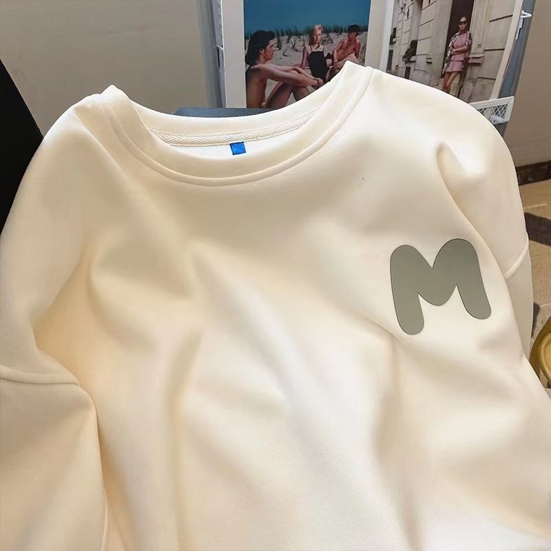 Áo nỉ mỏng cổ tròn tay dài in họa tiết thời trang cho nữ 60095