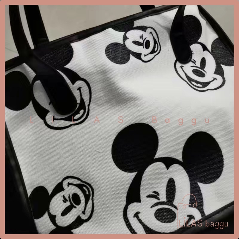 Túi Xách Nữ Tote Kẹp Nách LILAS Baggu Mickey Canvas 2 màu