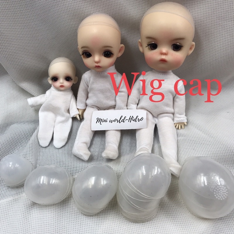 Wig cap silicon cho búp bê BJD 1/12, 1/8, 1/6 Ming, Mong, Meng hỗ trợ giữ tóc giả cho búp bê, wig len.