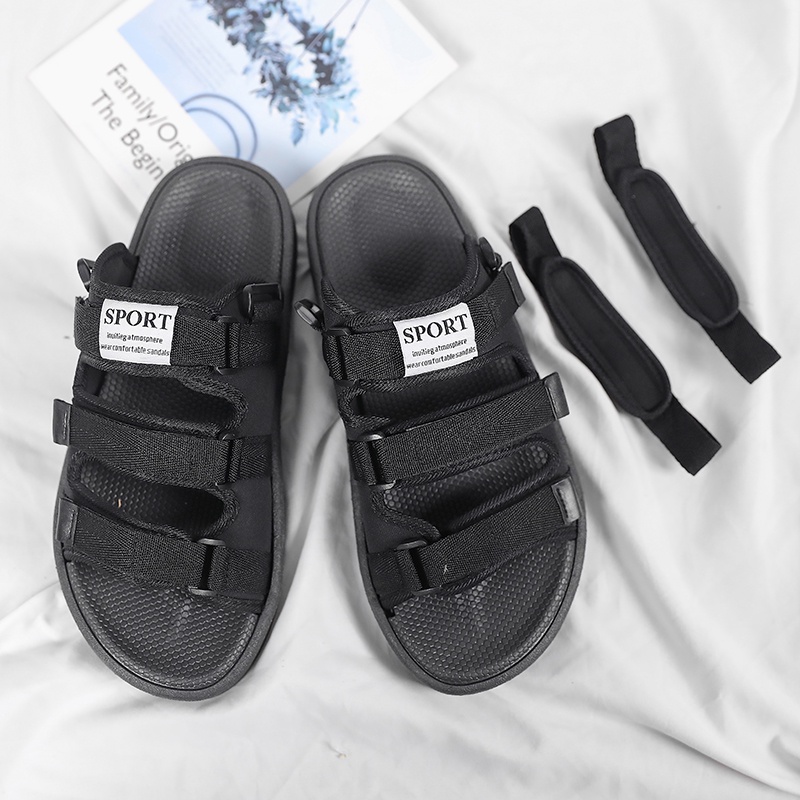 Giày Sandal Quai Dán Thể Thao Chống Trượt Phong Cách Hàn Quốc Harajuku Size 36-48 Dành Cho Nam Nữ