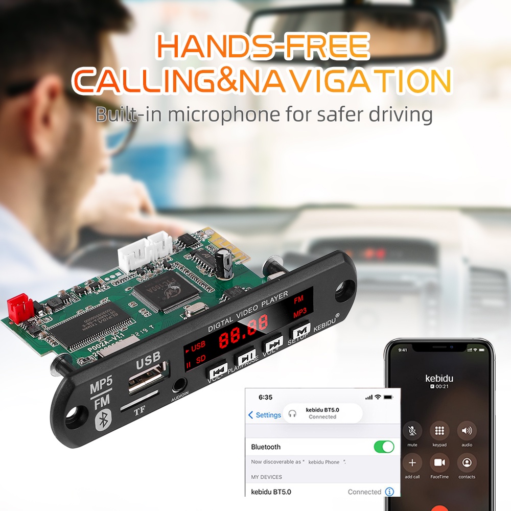 Bảng Mạch Giải Mã Âm Thanh Mp5 12v Kết Nối Bluetooth Hỗ Trợ Usb Tf Aux Fm Mp3 Wma