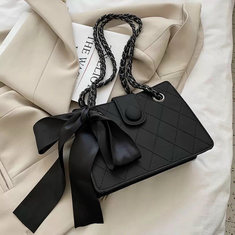 TÚI ĐEO CHÉO NỮ, KẸP NÁCH PHỐI NƠ DA SẦN ĐEO 2 KIỂU (CHÉO VÀ KẸP NÁCH)