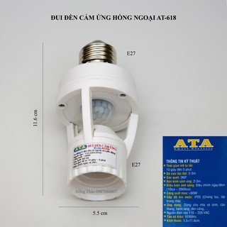 Đui đèn cảm ứng hồng ngoại ATA AT618