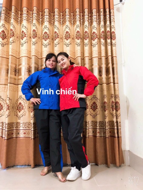 Bộ quần áo mưa chống thấm thời trang 2 lớp mũ tháo rời