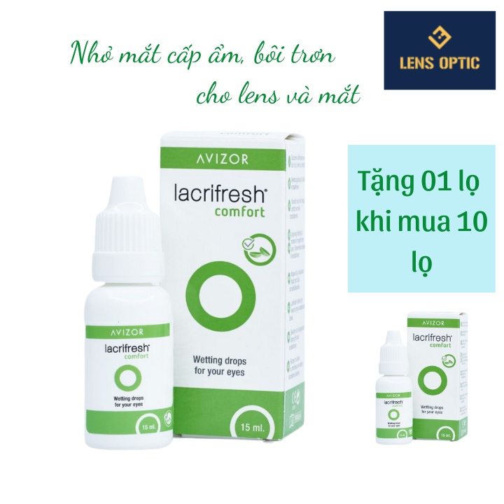 Nước nhỏ mắt lens Avizor Lacrifresh Comfort 15ml, nước mắt nhân tạo cho kính áp tròng-Lens Optic