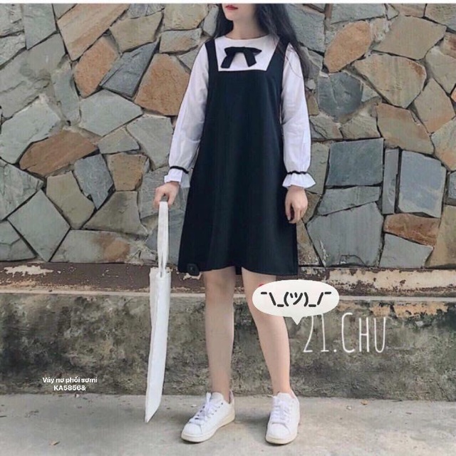 Váy nơ phối sơmi ( KA)
