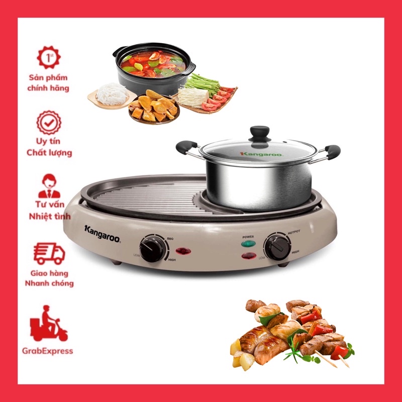 Bếp lẩu nướng đa năng Kangaroo KG96N - TẶNG KÈM nồi nấu lẩu - New 95%