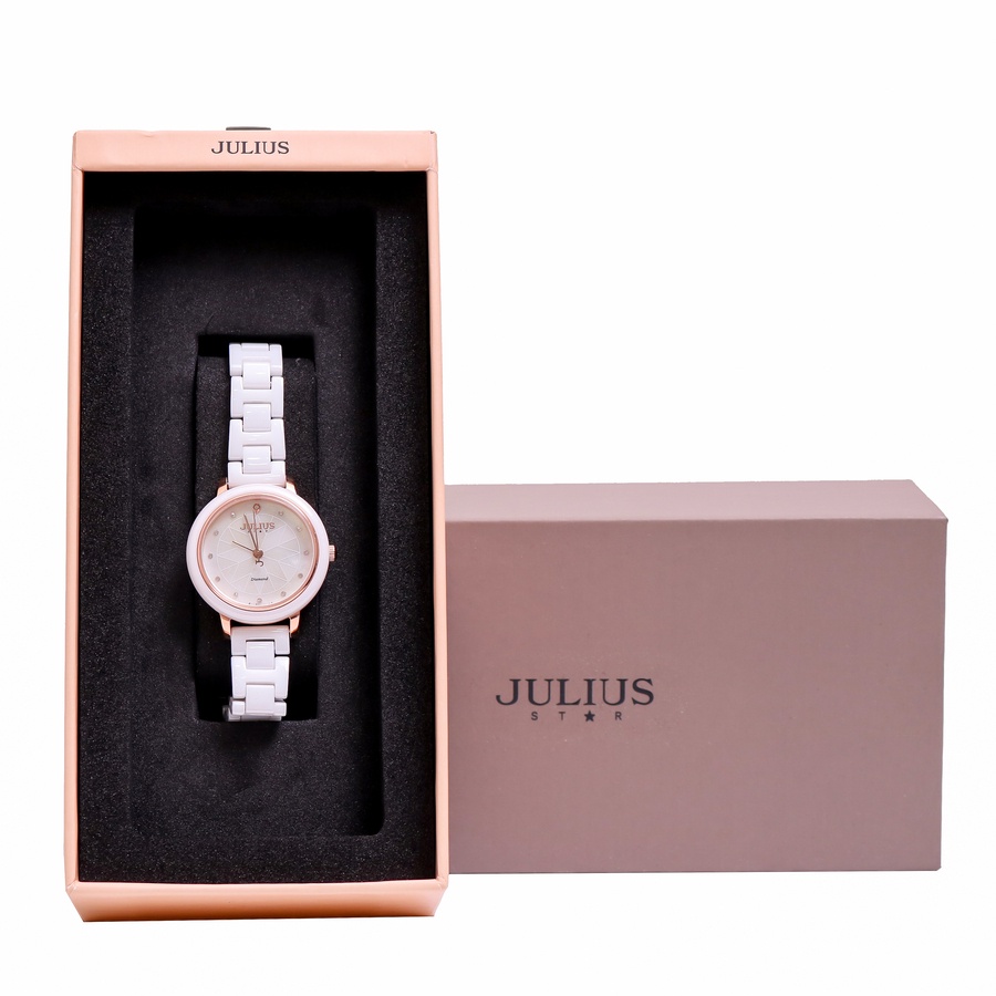 Đồng Hồ Nữ JS-062A Julius Star đá Ceramic Trắng