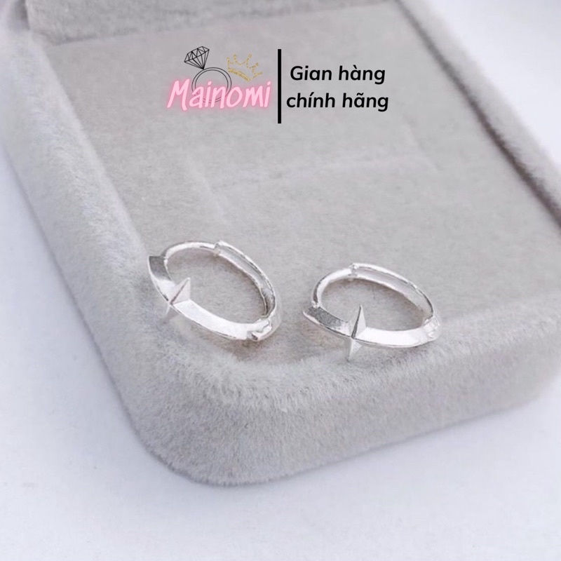 Bông tai bạc. Nam nữ đều đeo được, chất bạc bóng sáng tạo hình cá tính thời trang Mainomi Shop Bạc Xinh