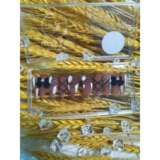 Nail box - Móng up thiết kế : Nâu gắn nơ
