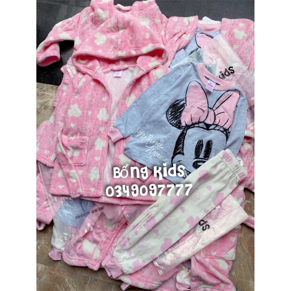 Set 3 Món Bé Gái Minnie Hồng Kèm Choàng DN