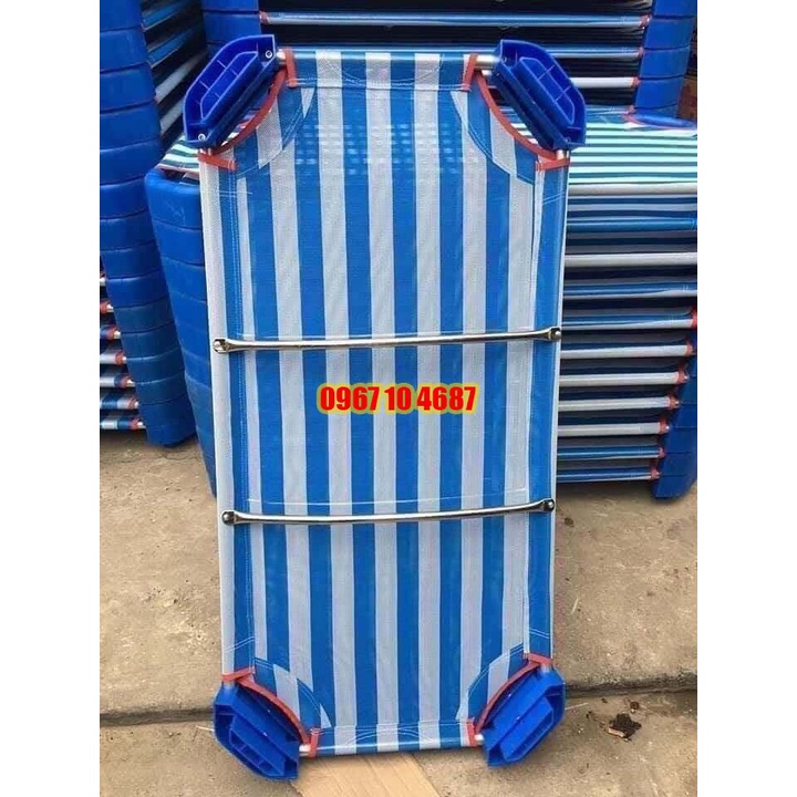 Giường lưới trẻ em mầm non Sọc Xanh Dương mới 100%, 2 Thanh đỡ lưng inox