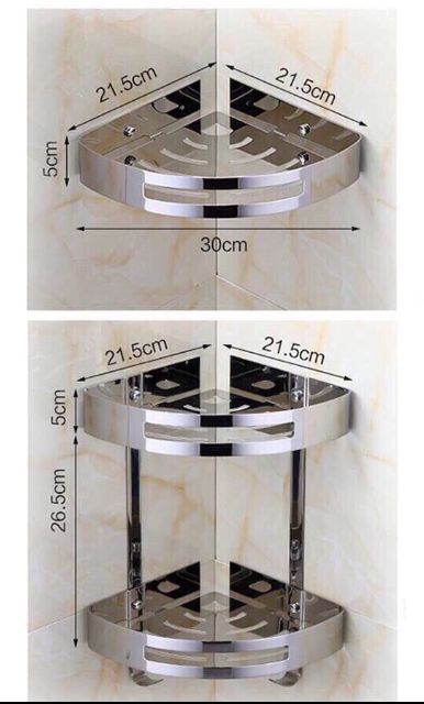 KỆ GÓC NHÀ TẮM 2 TẦNG INOX 304