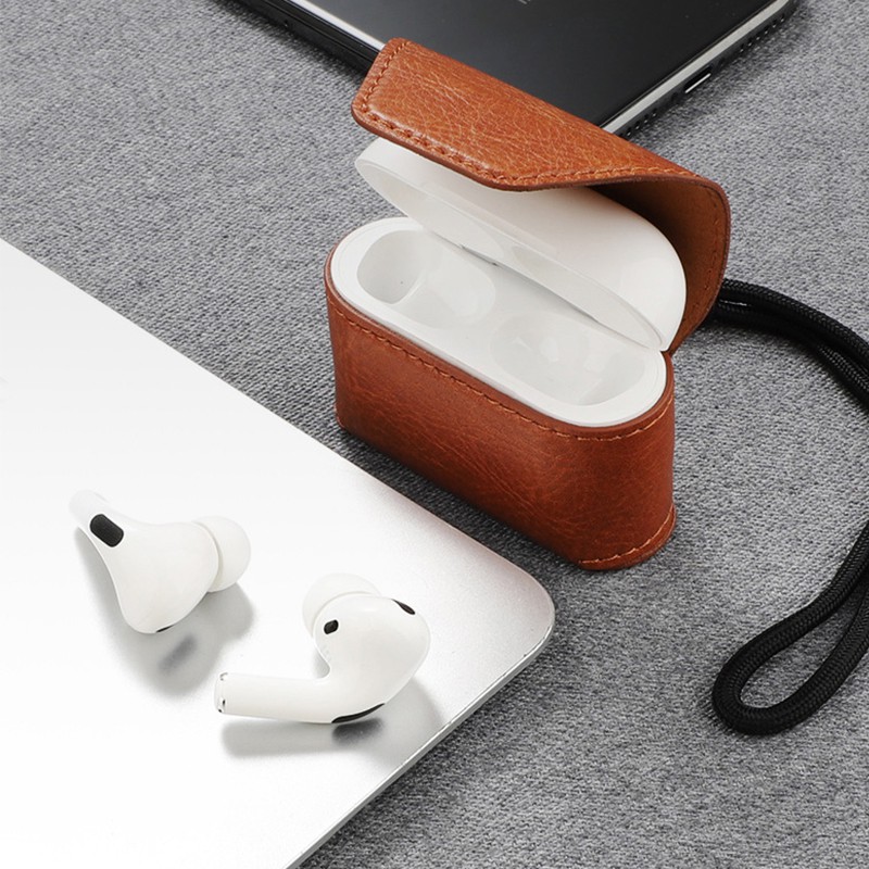 Vỏ bảo vệ hộp sạc tai nghe AirPods Pro bằng da chống sốc màu hồng dễ thương