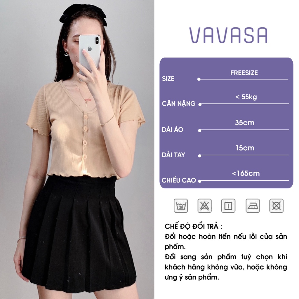 Áo croptop nữ kiểu ôm tay ngắn cổ tim bigsize thun body VAVASA CT12
