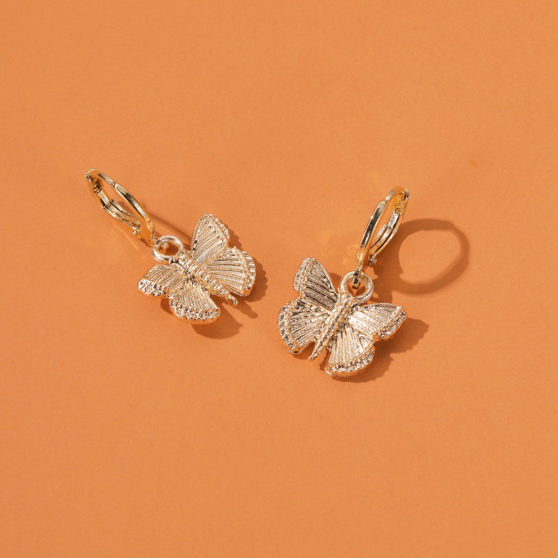 Korean-style Simple Butterfly-shaped Metal Earrings