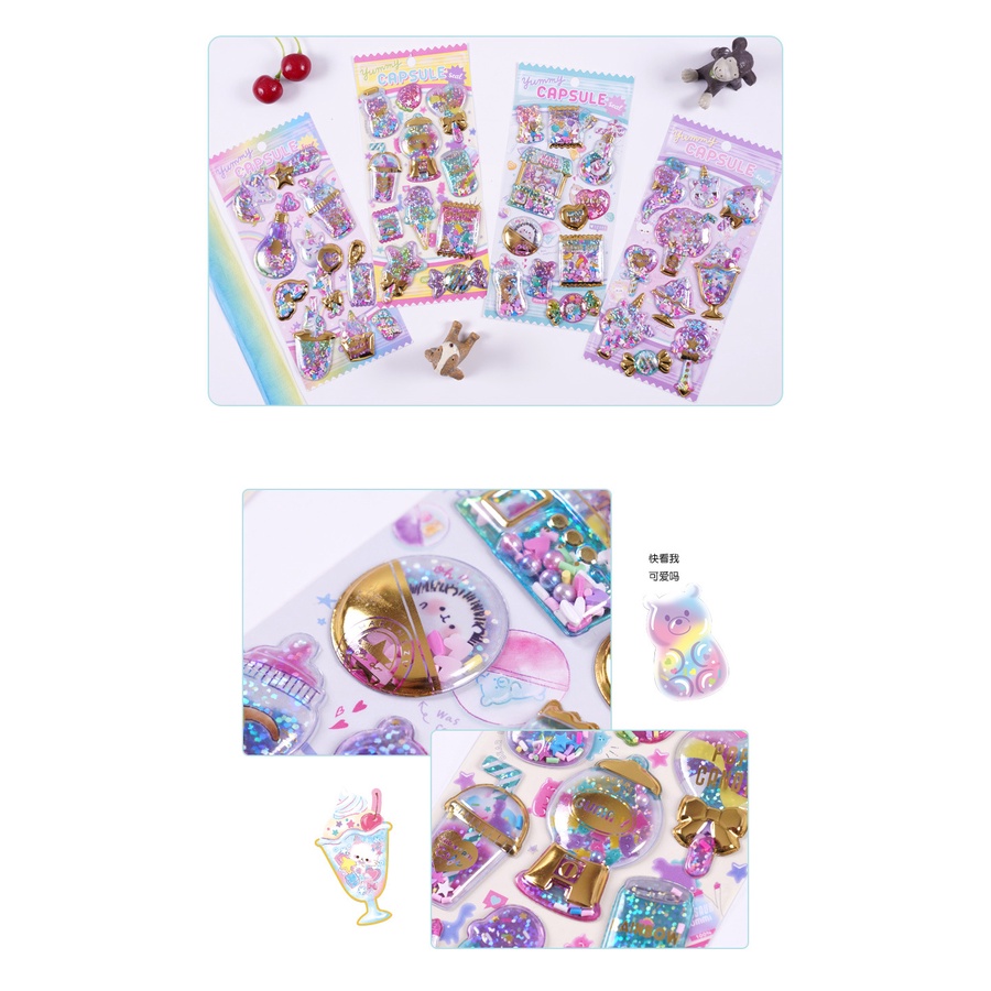 Bộ Sticker 3D Hình Viên Thuốc Con Nhộng Dễ Thương