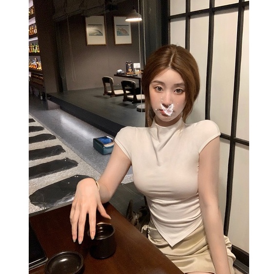 Cocory vn Áo Croptop Màu Trơn Dáng Ôm Thời Trang Quyến Rũ Cho Nữ