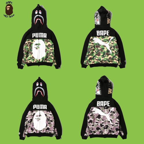 [ODER + FREESHIP] Jacket Bape Shark x Puma fullzip , Áo khoác Hoodie Bape Cá Ngáo