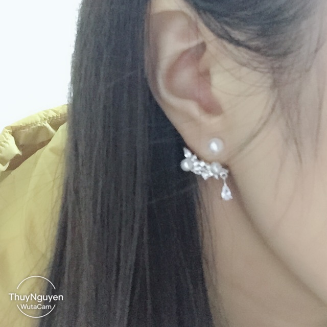 Khuyên tai treo giọt lệ rơi bạc ta