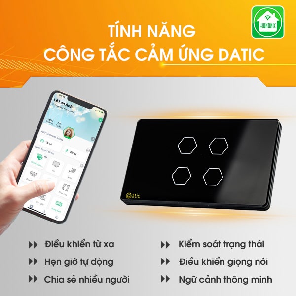 Công tắc cảm ứng thông minh Datic 4 nút - Việt nam sản xuất hoàn toàn