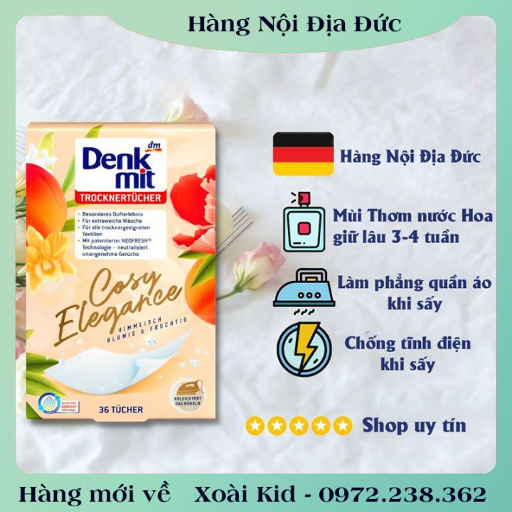 [auth] Túi thơm quần áo trong tủ, thơm máy sấy DENKMIT, Giấy thơm quần áo LENOR HÀNG CHUẨN ĐỨC- Đủ BILL [Hot]