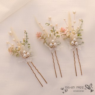 Set 3 trâm cài tóc hình hoa đính ngọc trai giả cho cô dâu