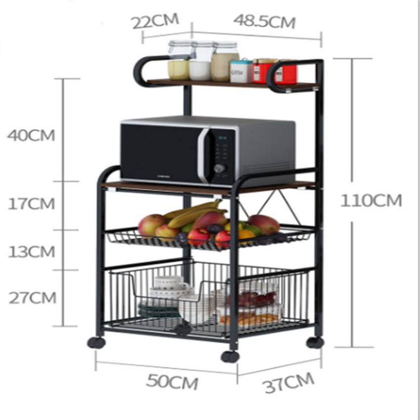 Kệ Lò Vi Sóng, Giá Để Đồ 3 Tầng Kèm Giá Để Gia Vị Đa Năng TI0434