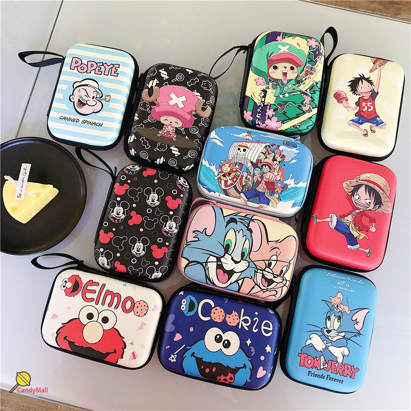 Túi Đựng Ổ Cứng / Cáp Điện Tử / powerbank / Mp5 HDD / Hộp Đựng Tai Nghe Có Khóa Kéo Họa Tiết One Piece Popeye
