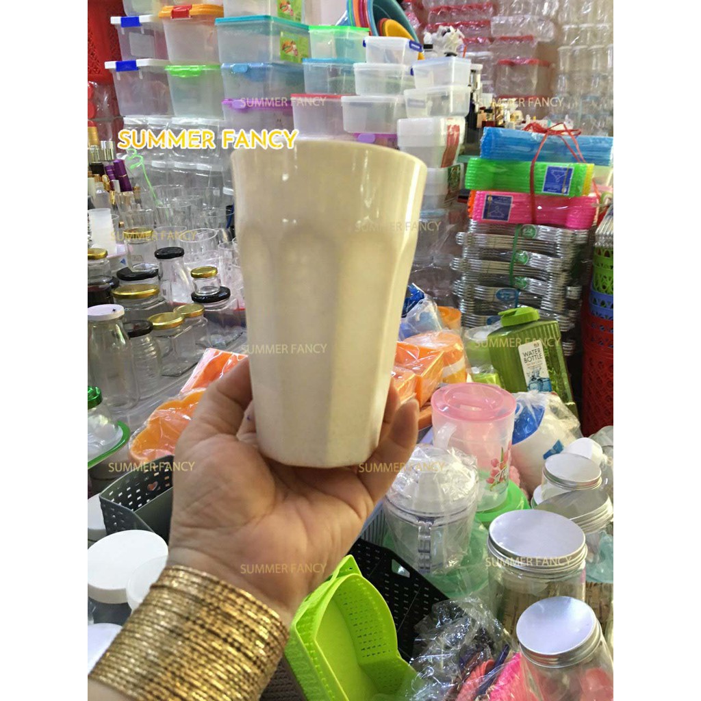 Ly nhựa 8.8 x 13.3 cm ~ 460ml cốc uống trà melamine phíp đen, nâu kem - Cup mug F-LY27