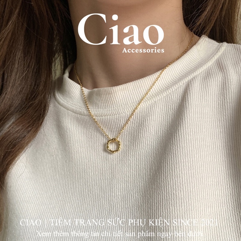 [HOẢ TỐC 1H] Dây chuyền/ Vòng cổ mạ bạc S925 thiết kế charm tròn đơn giản Delwyn Ciao