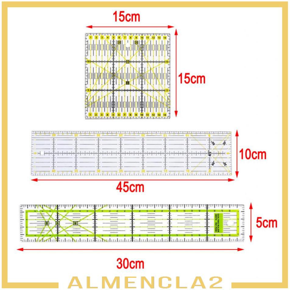 Set 3 Thước Nhựa Hình Vuông / Chữ Nhật Đa Năng Tiện Dụng