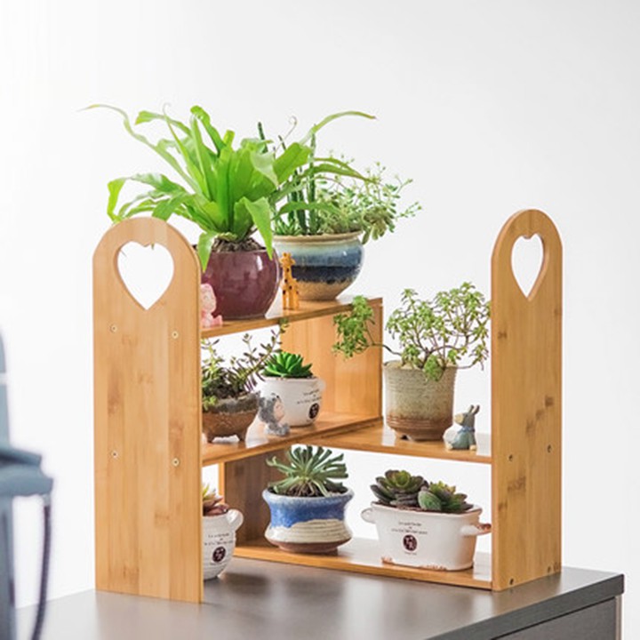 Kệ tre để bàn đa năng để chậu hoa, cây cảnh - kệ sách để bàn RE0242