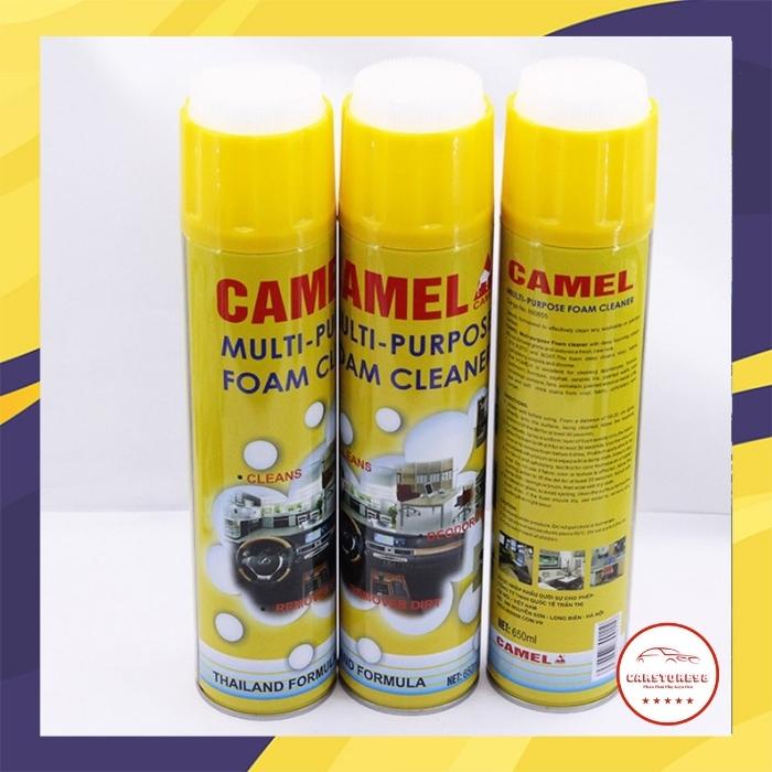 Chai Xịt Bọt Đa Năng CAMEL Vệ Sinh Ghế Da Nội Thất Ô Tô Foam Cleaner Màu Vàng, thể tích 650ml - hương chanh