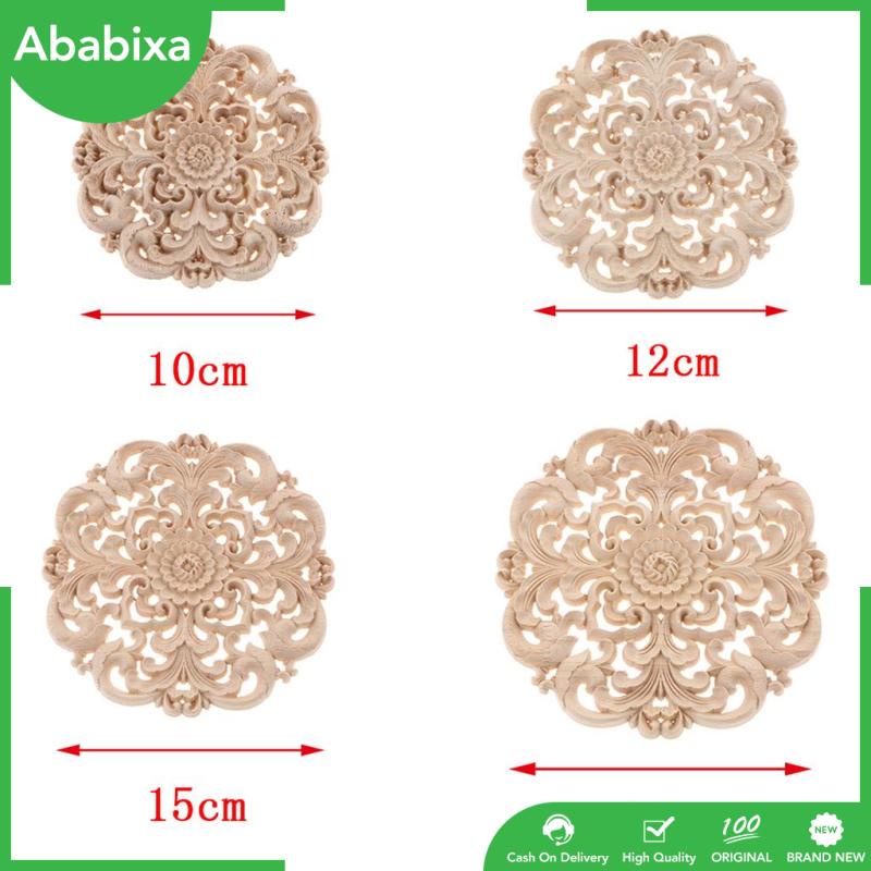 [Ababixa] Miếng Dán Tủ Chạm Khắc Hoa Văn Phương Tây Hình Tròn Màu Sắc Tự Nhiên Không Sơn