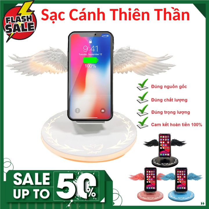 Đế sạc không dây 10W Đôi cánh thiên thần có đèn led