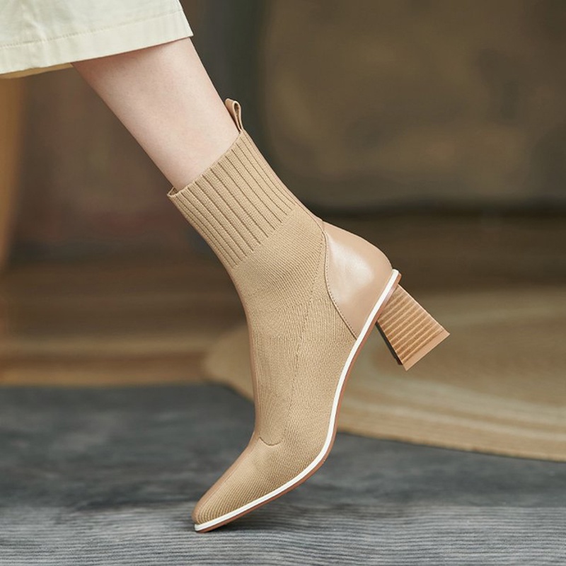 Giày bốt IELGY mũi nhọn co giãn phong cách Hàn Quốc thời trang cho nữ