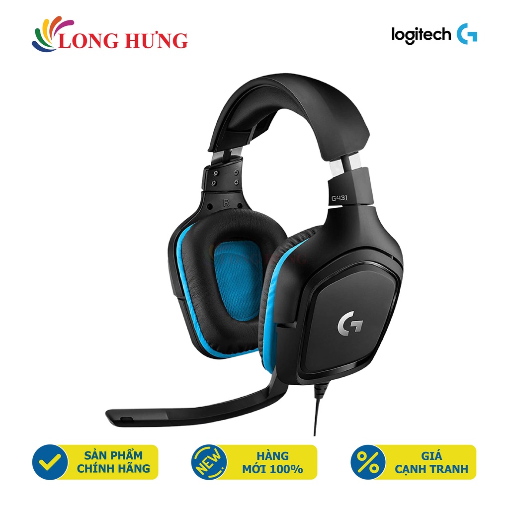 Tai nghe chụp tai có dây Logitech G431 - Hàng chính hãng - Khả năng tương thích tốt, âm thanh vòm 7.1