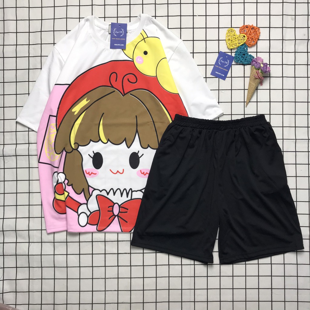 Đồ Bộ Cartoon Unisex Cô Gái Khăn Đỏ Lapi VN Freesize, Form Unisex Tay Lỡ, Đồ Mặc Nhà, Set Trang Phục