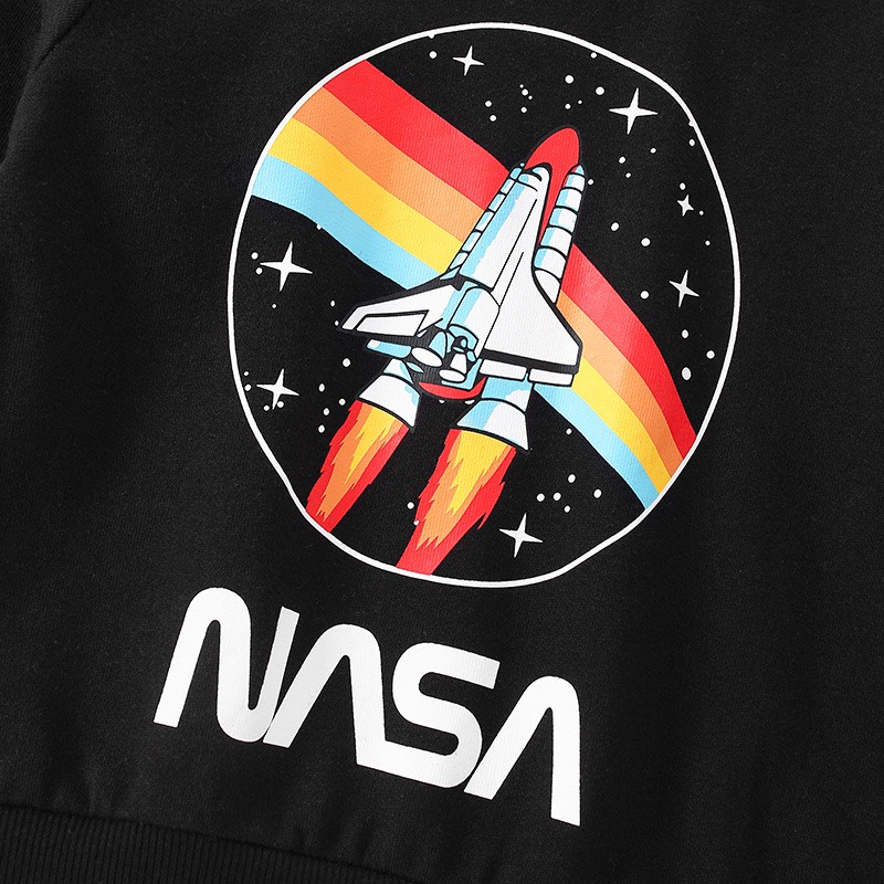 Áo nỉ da cá Malwee đen NASA MW7665 cho bé trai 2-8 tuổi - Little Maven Official Store