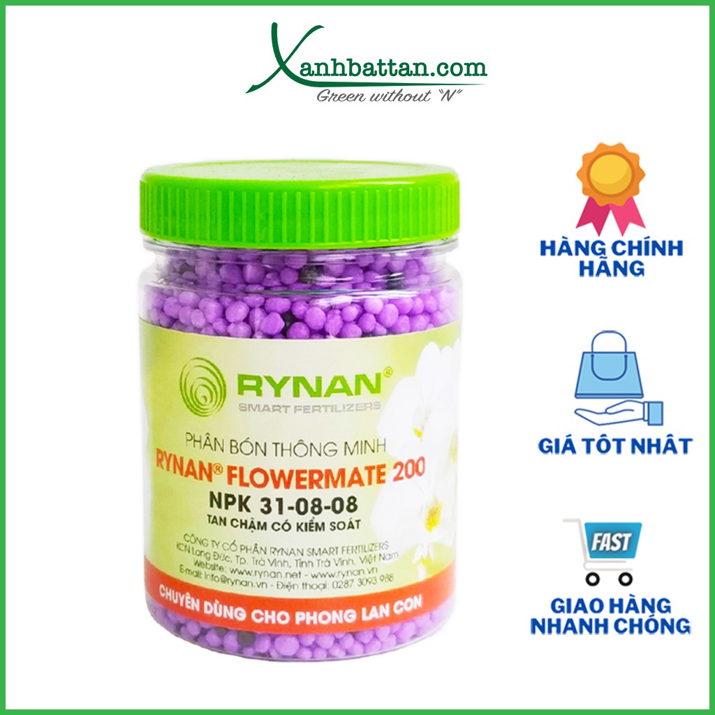 Phân tan chậm thông minh RYNAN 200 bổ sung dinh dưỡng, giúp lan con sinh trưởng nhanh