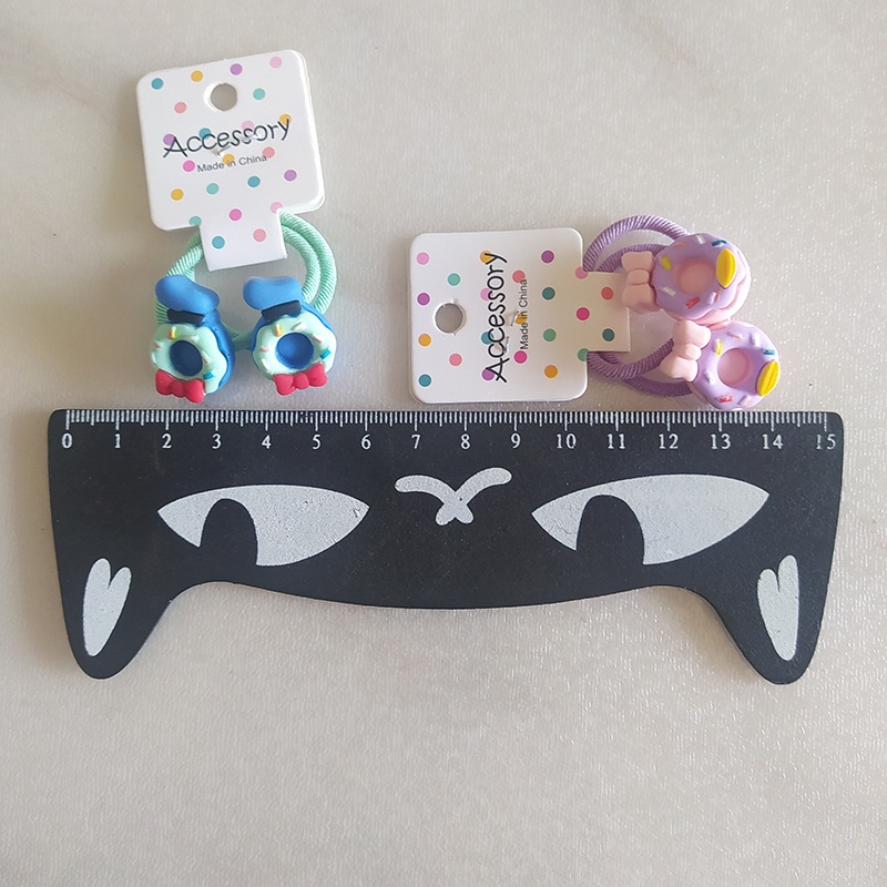 Set 2 dây buộc tóc co giãn hình bánh donut xinh xắn cho bé gái