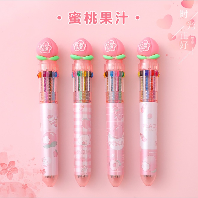 Bút Bi Bấm Nhiều Màu Ngòi 0.5mm Họa Tiết Hoạt Hình Dễ Thương