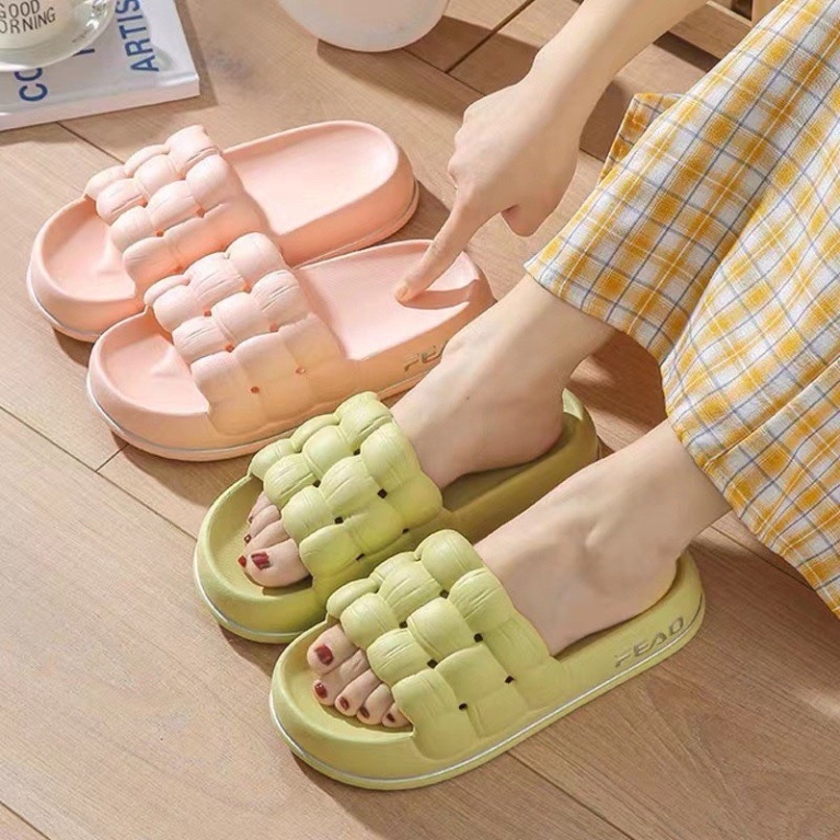 Dép lê quai đan - Dép bánh mì thời trang siêu xinh dành cho nữ đế cao su đúc 3cm siêu nhẹ siêu êm