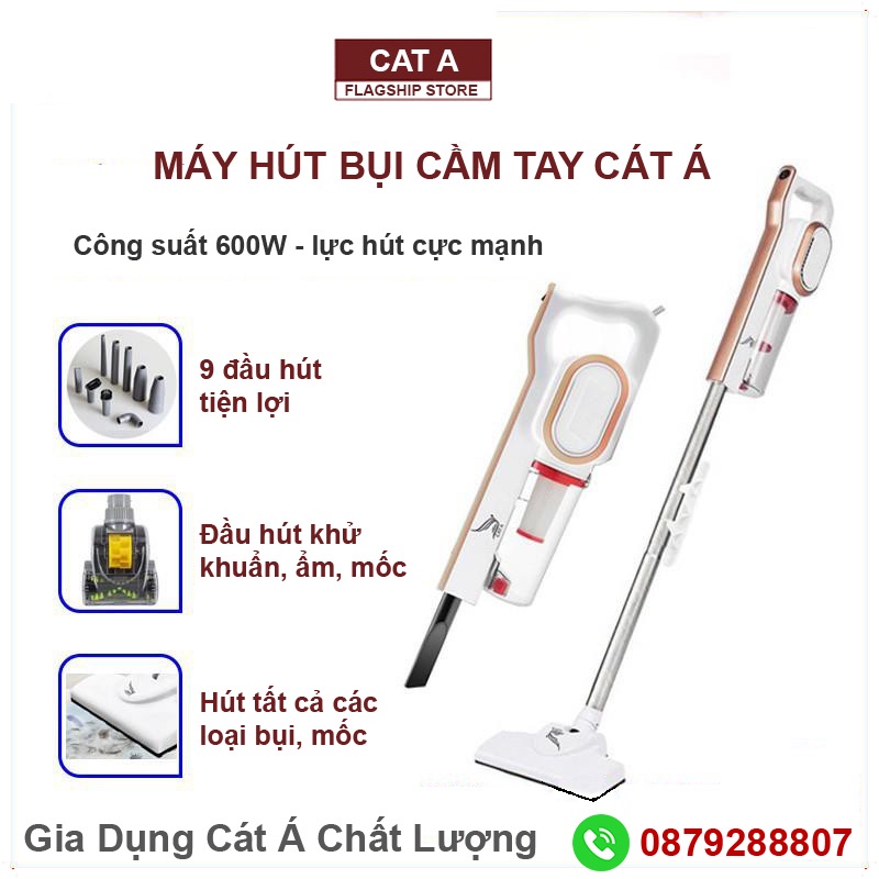 Máy hút bụi cầm tay gia đình CÁT Á 2 trong 1 công suất 600W - Hút sạch mọi vị trí, có thể tháo rời [BH 12 tháng]